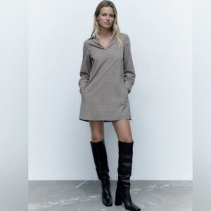 Zara Collared Plaid Mini Dress